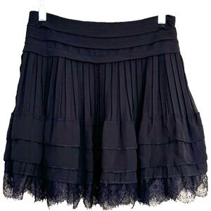 Sam Edelman Black Pleated Lace Layered Skirt Size 2